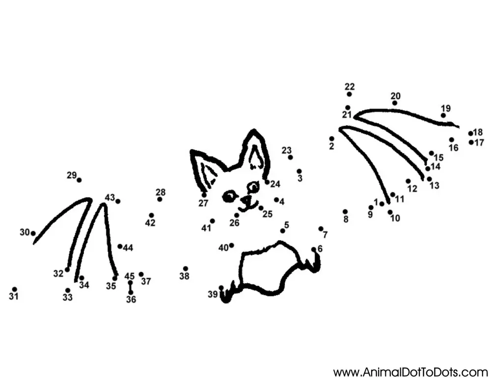 Free Printable Animal Dot-to-dot Bat