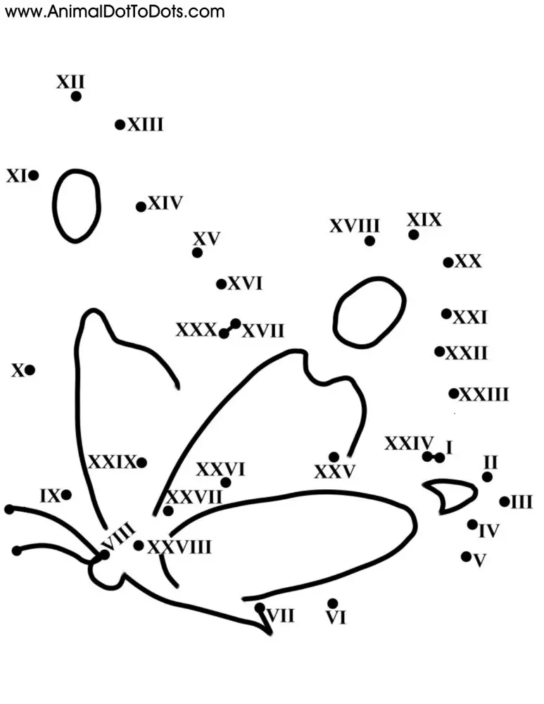 Free Printable Animal Dot-to-dot Butterfly