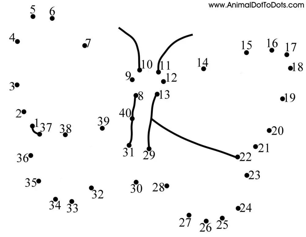 Free Printable Animal Dot-to-dot Butterfly