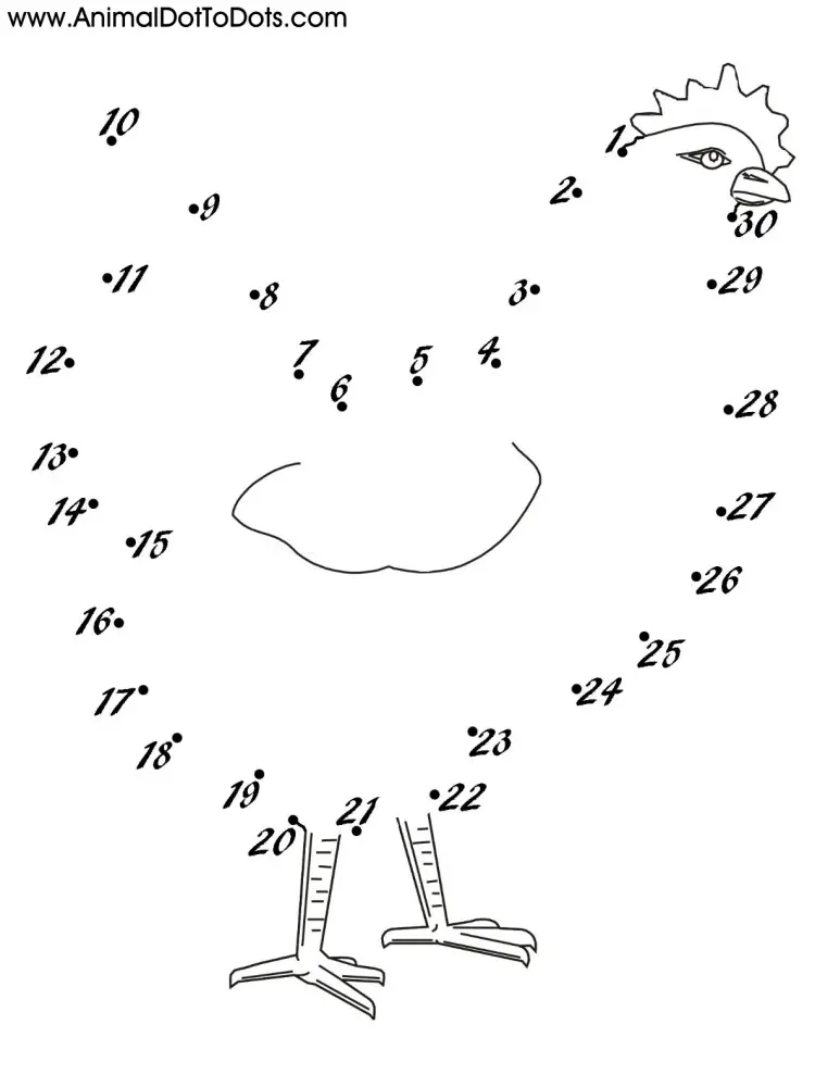 Free Printable Animal Dot-to-Dot Chicken