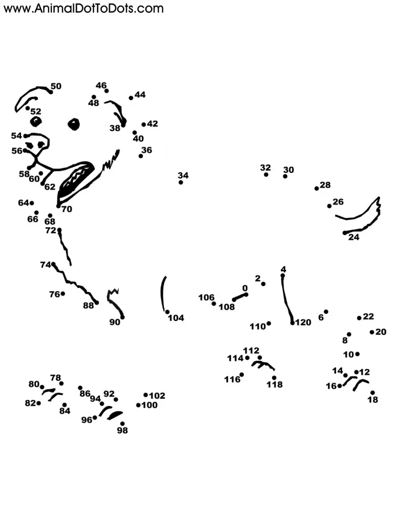 Free Printable Animal Dot-to-dot Dog