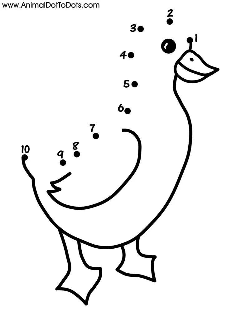 Free Printable Animal Dot-to-dot Duck