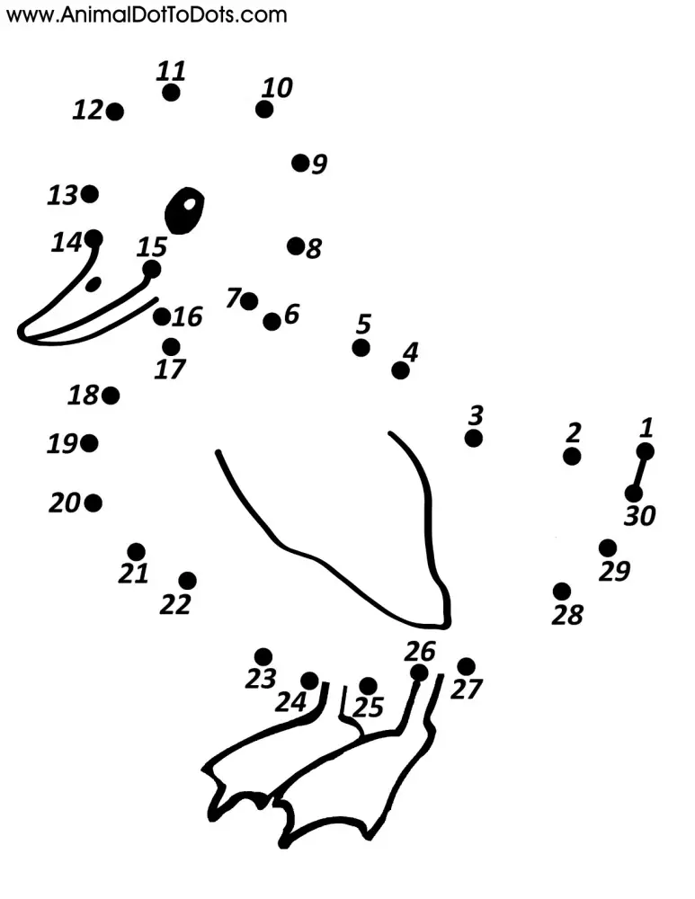 Free Printable Animal Dot-to-dot Duck