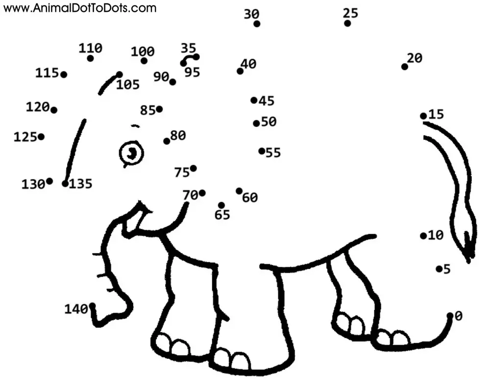 Free Printable Animal Dot-to-dot Elephant