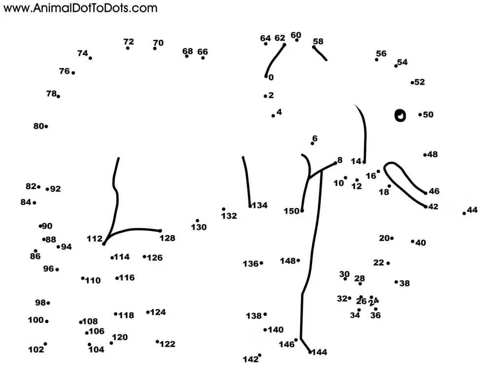 Free Printable Animal Dot-to-Dot Elephant
