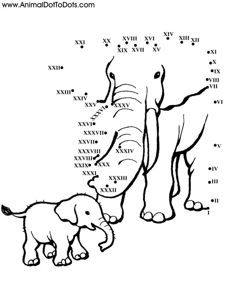 Free Printable Animal Dot-to-dot Elephant