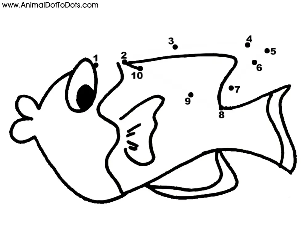 Free Printable Animal Dot-to-dot Fish
