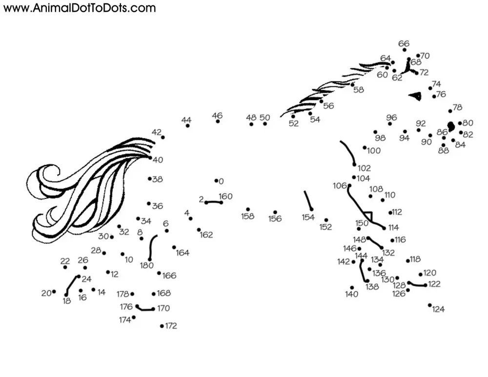 Free Printable Animal Dot-to-Dot Horse