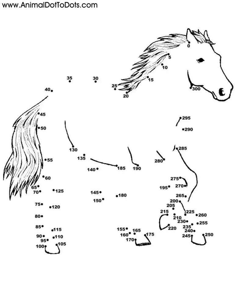 Free Printable Animal Dot-to-dot Horse