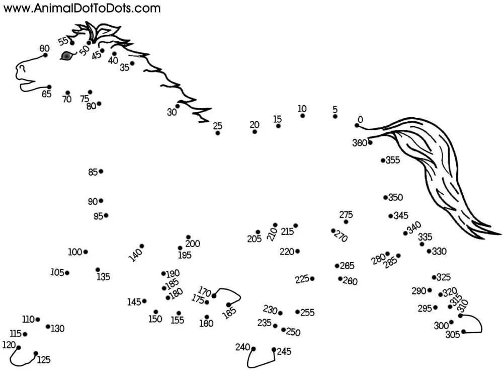 Free Printable Animal Dot-to-dot Horse