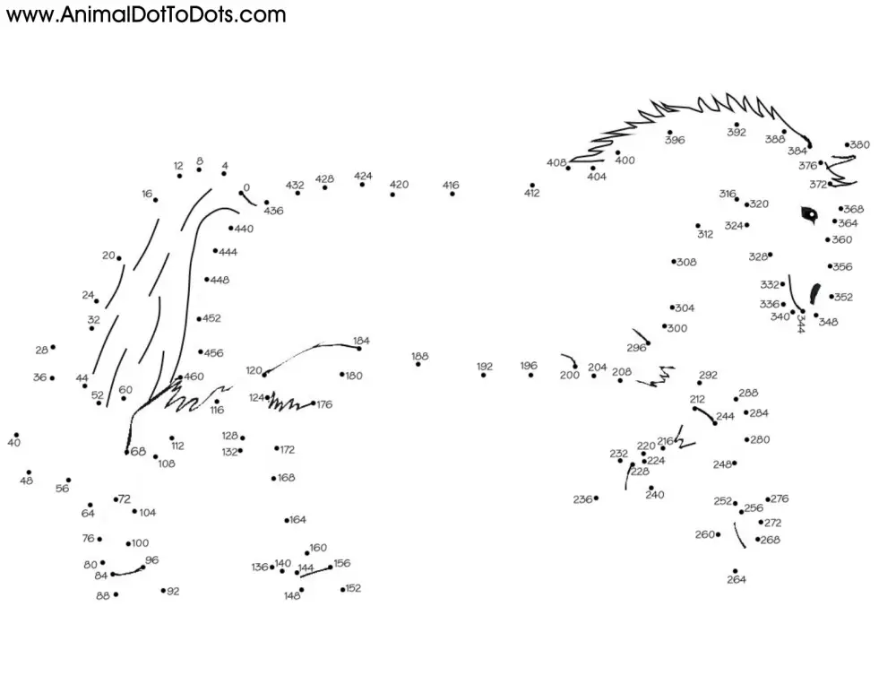 Free Printable Animal Dot-to-dot Horse