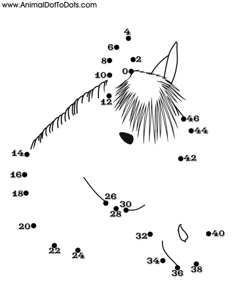 Free Printable Animal Dot-to-Dot Horse