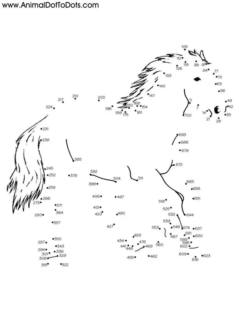 Free Printable Animal Dot-to-dot Horse
