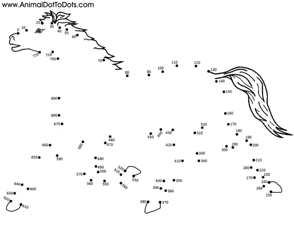 Free Printable Animal Dot-to-dot Horse