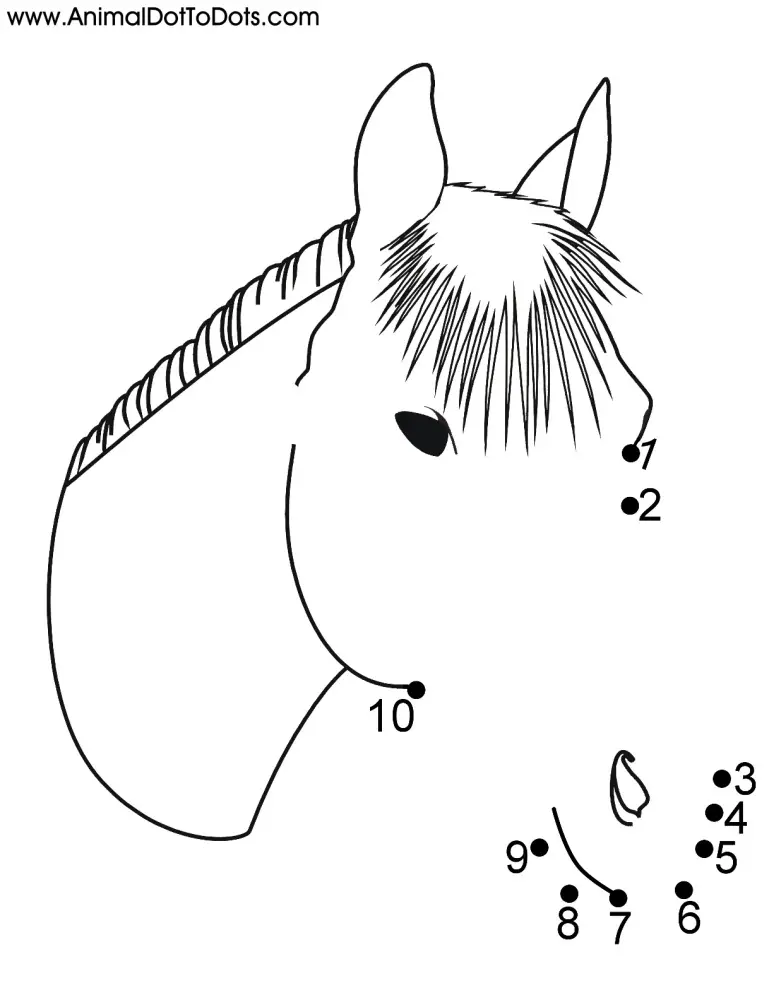 Free Printable Animal Dot-to-dot Horse