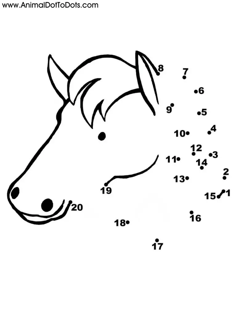 Free Printable Animal Dot-to-dot Horse