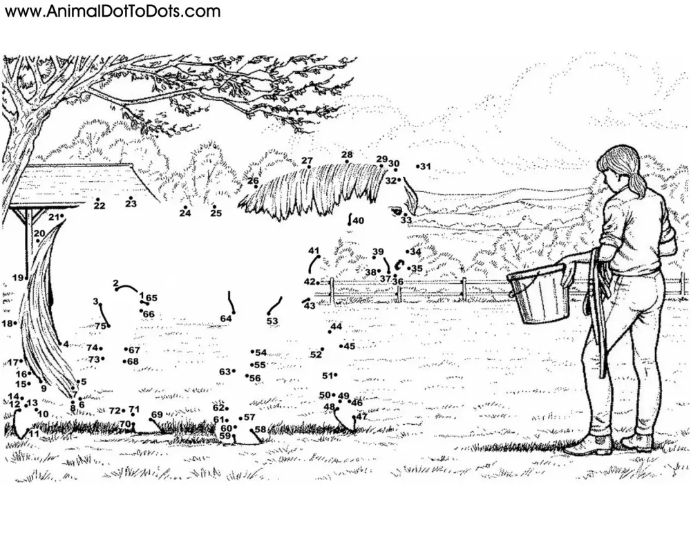Free Printable Animal Dot-to-dot Horse