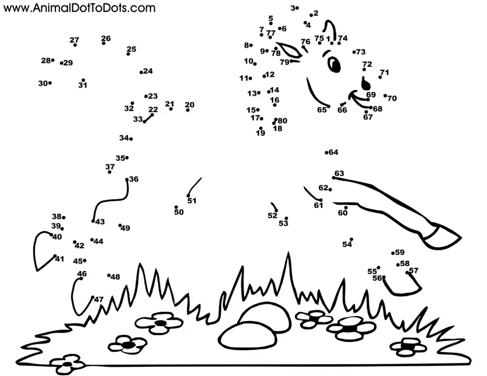 Free Printable Animal Dot-to-dot Horse and Foal