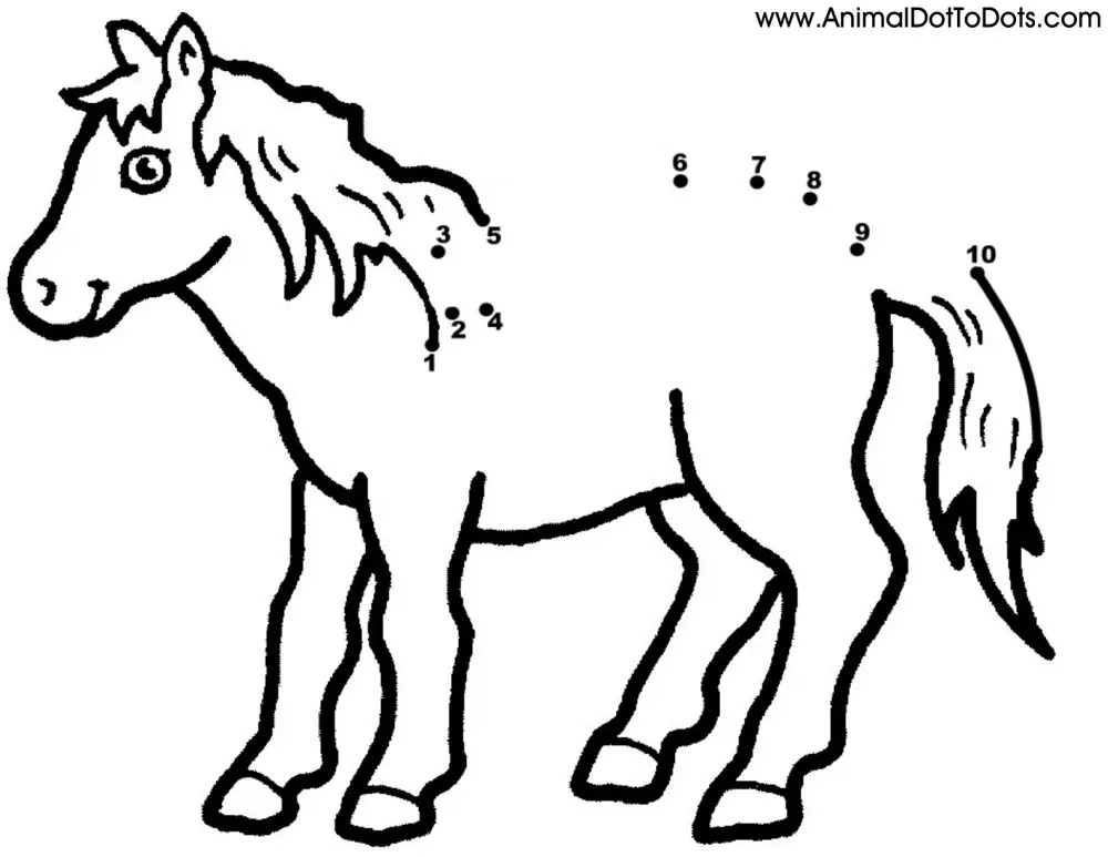Free Printable Animal Dot-to-dot Horse Pony