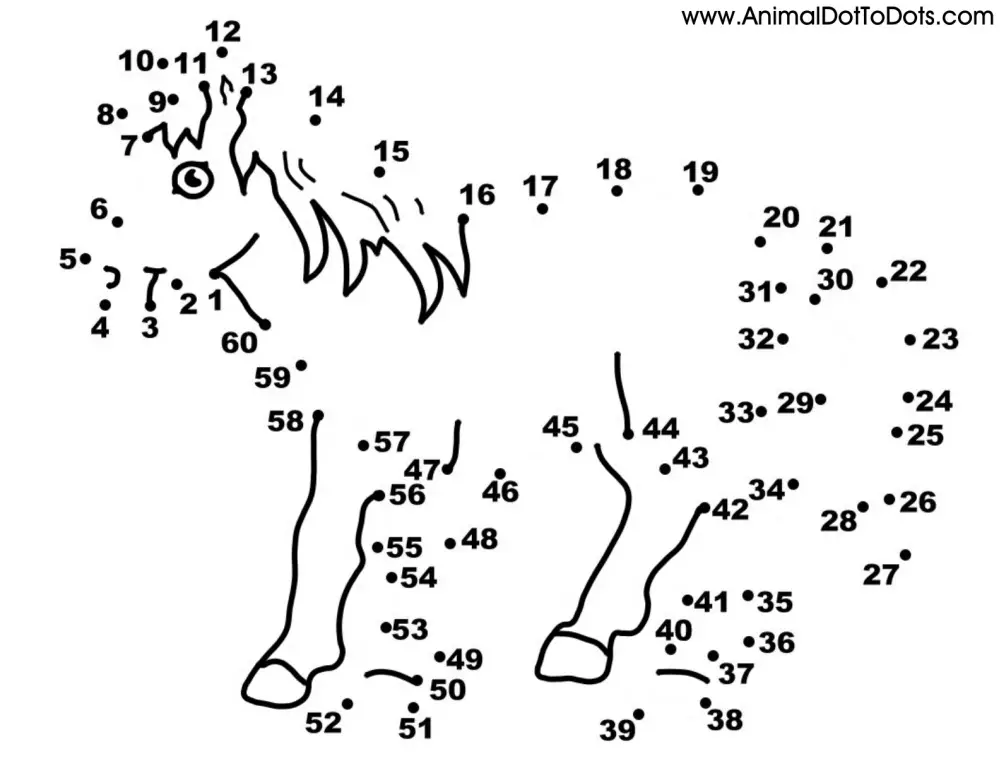 Free Printable Animal Dot-to-dot Horse Pony