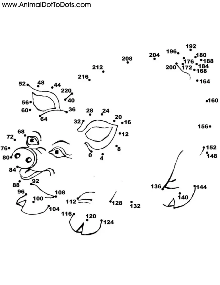 Free Printable Animal Dot-to-dot Pig