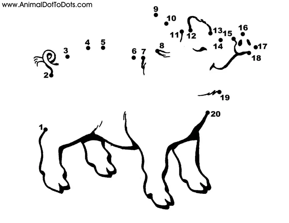 Free Printable Animal Dot-to-dot Pig