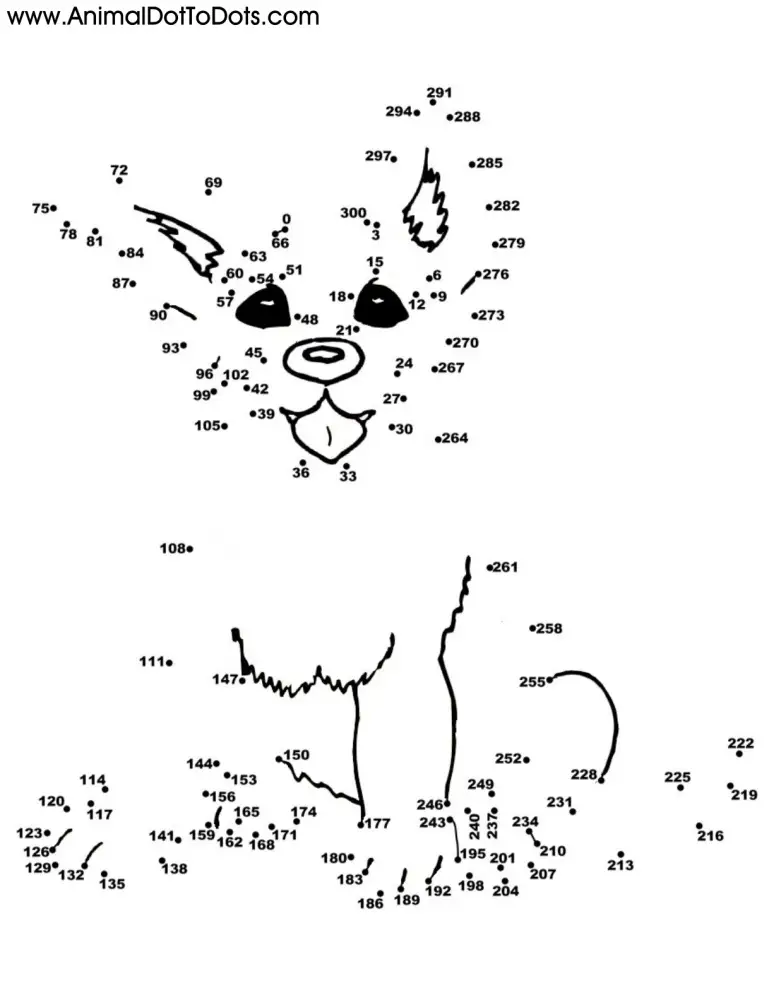 Free Printable Animal Dot-to-dot Puppy Dog