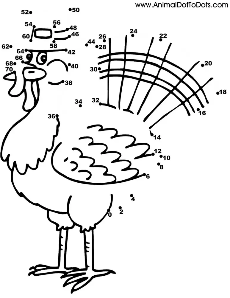 Free Printable Animal Dot-to-Dot Turkey