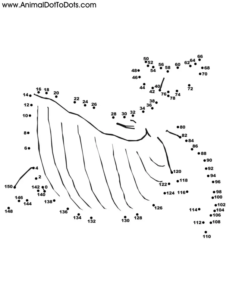 Free Printable Animal Dot-to-Dot Whale