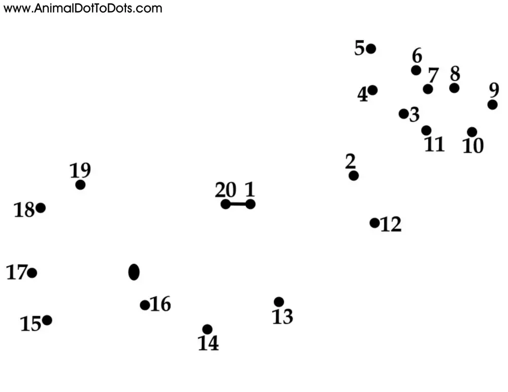 Free Printable Animal Dot-to-dot Whale