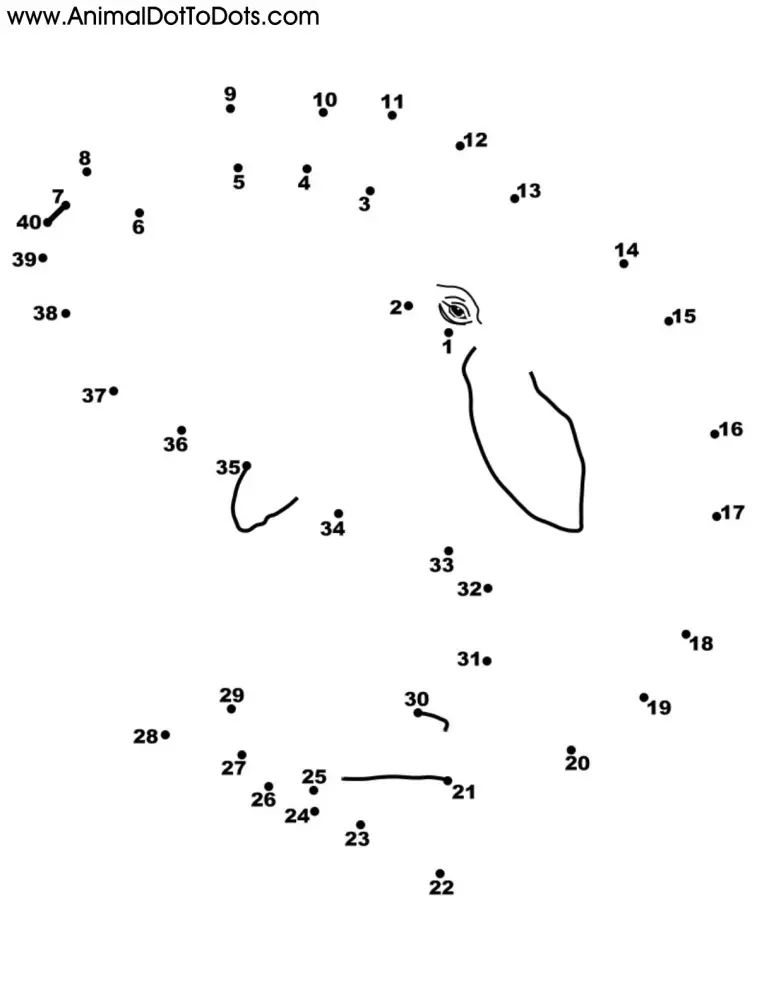 Free Printable Animal Dot-to-dot Whale